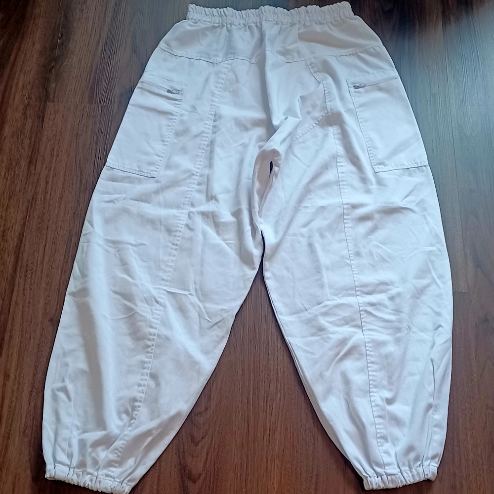 White Tai Chi Elastic Waist Pants - Unisex - S/M